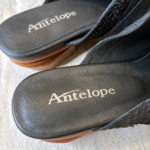 Anthropologie Antelope Handmade Black Bow Mules EU Size 39 US Size 9 - Picture 8 of 10